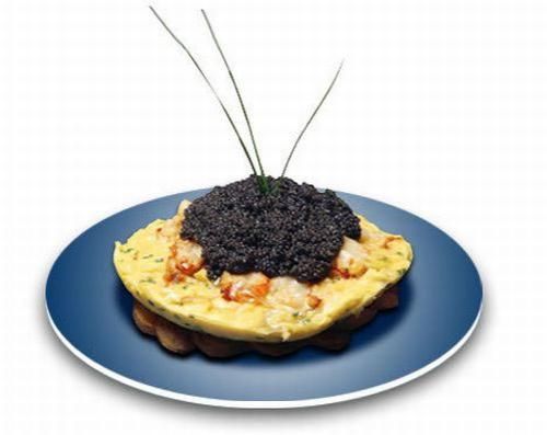Omelete de lagosta com caviar